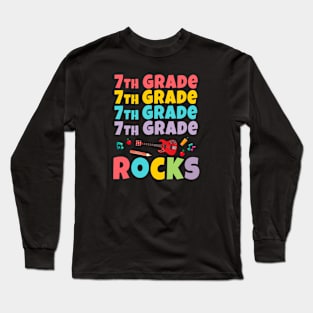 7th Grade Rocks 1st Day Of School Back to School Guitar Long Sleeve T-Shirt